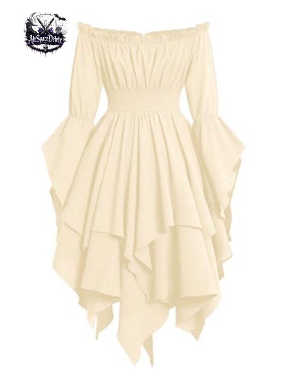 IKADEX Renaissance Off Shoulder Medieval Gothic Corset Dress Midi